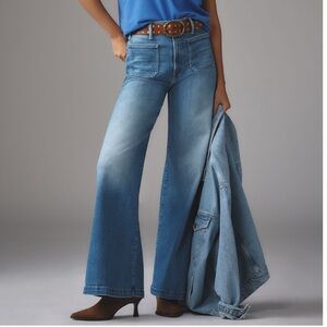 Mother Denim The Hustler Roller Sneak Patch Pocket High-Rise wide leg Jean